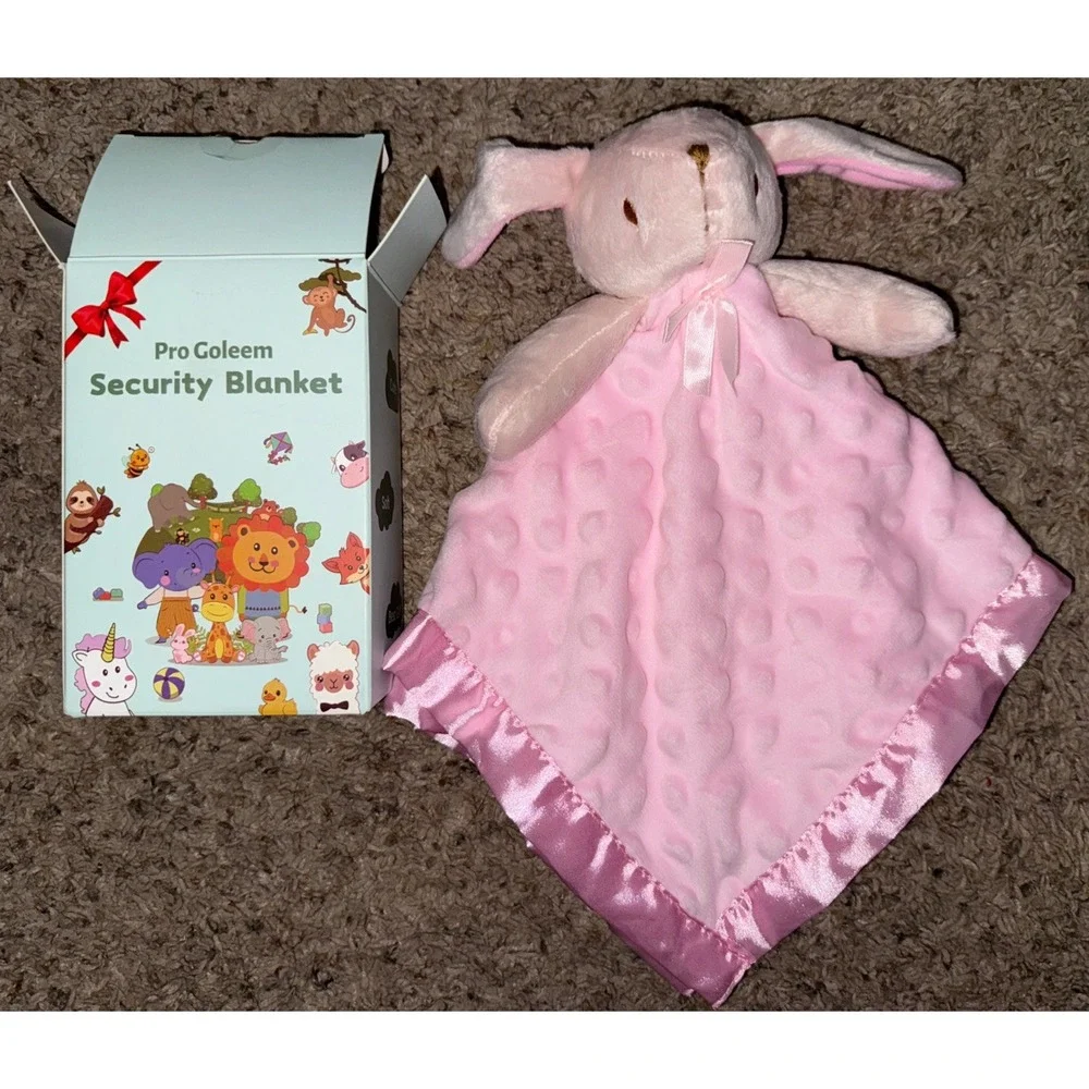 NEW Pro Goleem Lovey for Babies Bunny Pink Minky Security Blanket  Boxed‎